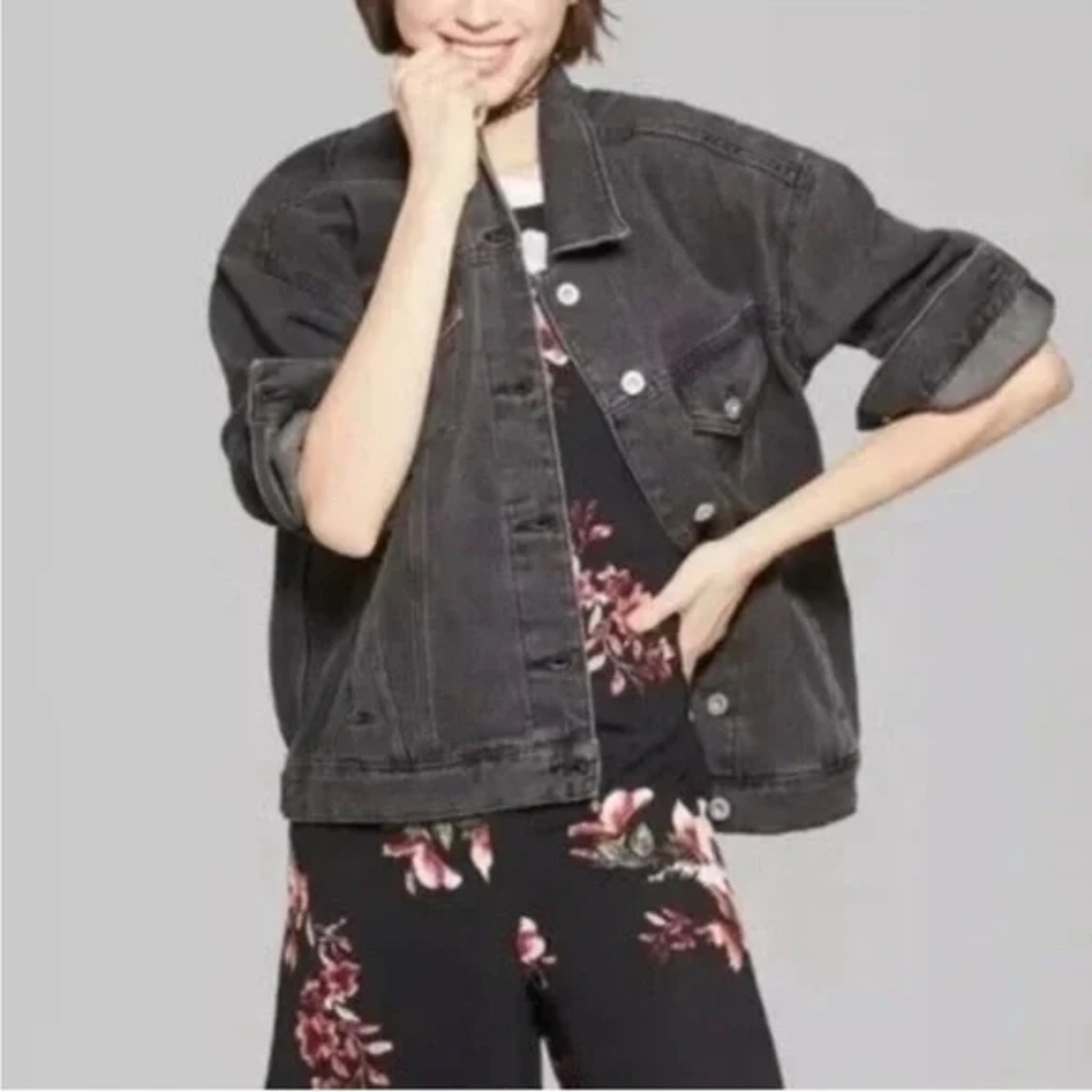 Wild Fable Women Denim Trucket Jacket Black XS
